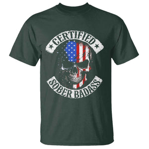 Certified Sober Badass T Shirt Sobriety Alcohol Fighters Vintage Skull