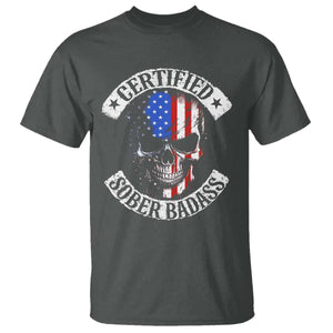 Certified Sober Badass T Shirt Sobriety Alcohol Fighters Vintage Skull