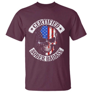 Certified Sober Badass T Shirt Sobriety Alcohol Fighters Vintage Skull