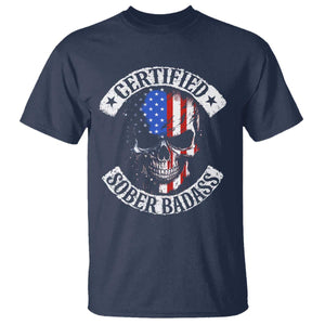 Certified Sober Badass T Shirt Sobriety Alcohol Fighters Vintage Skull