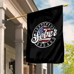 Certified Sober Badass Garden Flag Sobriety Alcohol Recovery Vintage American Flag