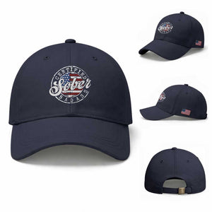 Certified Sober Badass Baseball Cap Sobriety Alcohol Recovery Vintage American Flag
