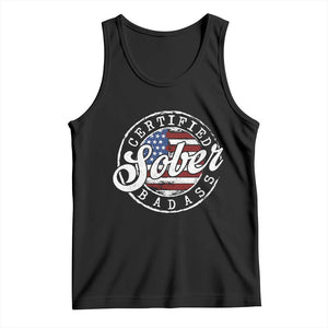 Certified Sober Badass Tank Top Sobriety Alcohol Recovery Vintage American Flag