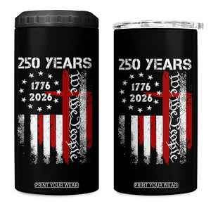 250 Years America Anniversary Christian USA Flag 4 in 1 Can Cooler Tumbler TS11 One Size: 16 oz Black Print Your Wear