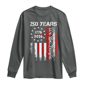 250 Years America Anniversary Christian USA Flag Long Sleeve Shirt TS11 Dark Heather Print Your Wear