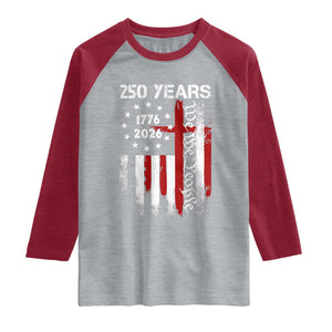 250 Years America Anniversary Christian USA Flag Raglan Shirt TS11 Heather Gray Heather Red Print Your Wear