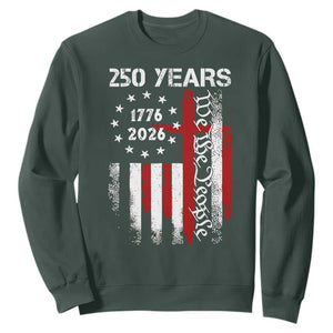 250 Years America Anniversary Christian USA Flag Sweatshirt TS11 Dark Forest Green Print Your Wear