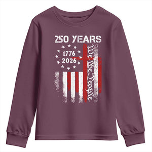 250 Years America Anniversary Christian USA Flag Youth Sweatshirt TS11 Maroon Print Your Wear