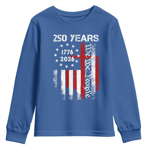 250 Years America Anniversary Christian USA Flag Youth Sweatshirt TS11 Royal Blue Print Your Wear