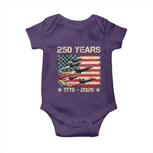 USA 250 Years 1776 2026 Patriotic Jets Trail American Flag Baby Onesie TS11 Purple Print Your Wear