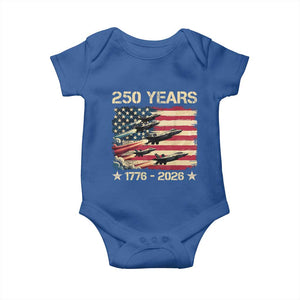 USA 250 Years 1776 2026 Patriotic Jets Trail American Flag Baby Onesie TS11 Royal Blue Print Your Wear