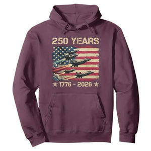 USA 250 Years 1776 2026 Patriotic Jets Trail American Flag Hoodie TS11 Maroon Print Your Wear