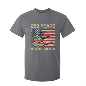 USA 250 Years 1776 2026 Patriotic Jets Trail American Flag T Shirt For Kid TS11 Charcoal Print Your Wear