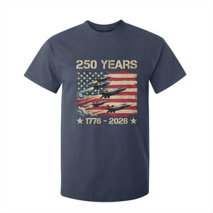 USA 250 Years 1776 2026 Patriotic Jets Trail American Flag T Shirt For Kid TS11 Navy Print Your Wear