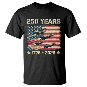 USA 250 Years 1776 2026 Patriotic Jets Trail American Flag T Shirt TS11 Black Print Your Wear