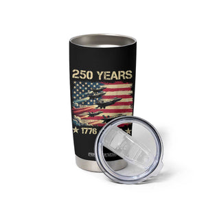 USA 250 Years 1776 2026 Patriotic Jets Trail American Flag Tumbler Cup TS11 Print Your Wear