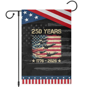 USA 250 Years 1776 2026 Patriotic Jets Trail American Flag Patriotic Garden Flag TS11 Distressed Black Blue Print Your Wear