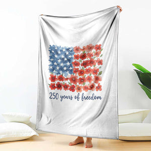 US 250 Years Of Freedom Throw Blanket Retro Flower American Flag TS11 Print Your Wear