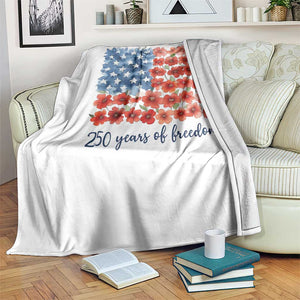 US 250 Years Of Freedom Throw Blanket Retro Flower American Flag TS11 Print Your Wear