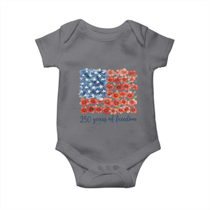 US 250 Years Of Freedom Baby Onesie Retro Flower American Flag TS11 Charcoal Print Your Wear