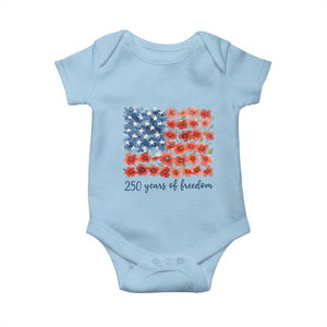 US 250 Years Of Freedom Baby Onesie Retro Flower American Flag TS11 Light Blue Print Your Wear