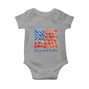 US 250 Years Of Freedom Baby Onesie Retro Flower American Flag TS11 Sport Gray Print Your Wear