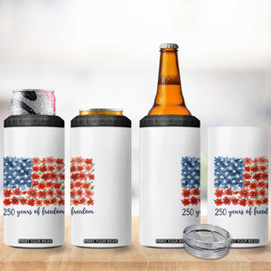 US 250 Years Of Freedom 4 in 1 Can Cooler Tumbler Retro Flower American Flag TS11 Print Your Wear