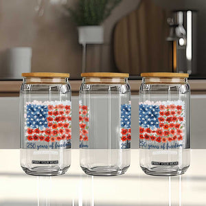 US 250 Years Of Freedom Glass Can Retro Flower American Flag TS11 Print Your Wear