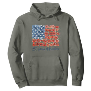 US 250 Years Of Freedom Hoodie Retro Flower American Flag TS11 Military Green Print Your Wear