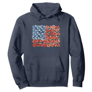 US 250 Years Of Freedom Hoodie Retro Flower American Flag TS11 Navy Print Your Wear