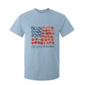 US 250 Years Of Freedom T Shirt For Kid Retro Flower American Flag TS11 Light Blue Print Your Wear
