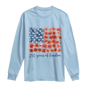 US 250 Years Of Freedom Long Sleeve Shirt Retro Flower American Flag TS11 Light Blue Print Your Wear