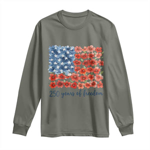 US 250 Years Of Freedom Long Sleeve Shirt Retro Flower American Flag TS11 Military Green Print Your Wear
