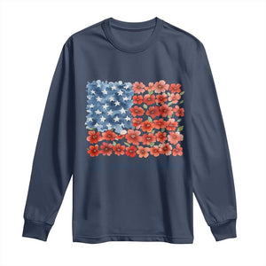 US 250 Years Of Freedom Long Sleeve Shirt Retro Flower American Flag TS11 Navy Print Your Wear