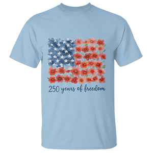 US 250 Years Of Freedom T Shirt Retro Flower American Flag TS11 Light Blue Print Your Wear
