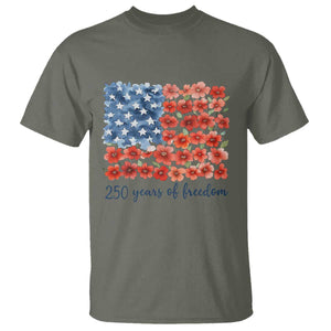 US 250 Years Of Freedom T Shirt Retro Flower American Flag TS11 Military Green Print Your Wear