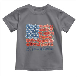US 250 Years Of Freedom Toddler T Shirt Retro Flower American Flag TS11 Charcoal Print Your Wear