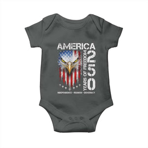 America 250 Years Of Freedom Baby Onesie USA Anniversary Bald Eagle Patriotic Jets TS11 Dark Heather Print Your Wear
