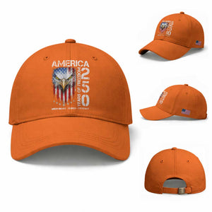 America 250 Years Of Freedom Baseball Cap USA Anniversary Bald Eagle Patriotic Jets TS11 Baseball Cap Universal Fit Orange Print Your Wear