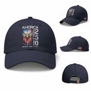 America 250 Years Of Freedom Baseball Cap USA Anniversary Bald Eagle Patriotic Jets TS11 Baseball Cap Universal Fit Navy Print Your Wear