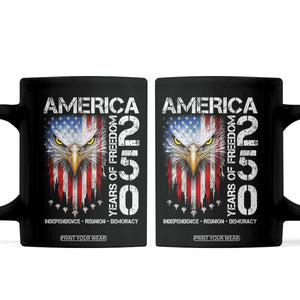 America 250 Years Of Freedom Coffee Mug USA Anniversary Bald Eagle Patriotic Jets TS11 Black Print Your Wear