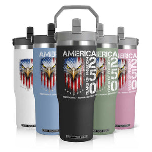 America 250 Years Of Freedom Flip Straw Tumbler USA Anniversary Bald Eagle Patriotic Jets TS11 Print Your Wear