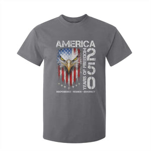 America 250 Years Of Freedom T Shirt For Kid USA Anniversary Bald Eagle Patriotic Jets TS11 Charcoal Print Your Wear