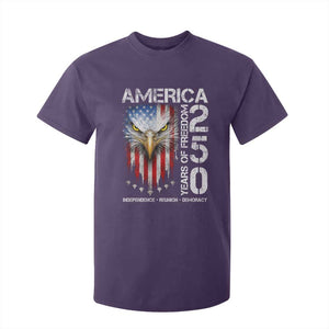 America 250 Years Of Freedom T Shirt For Kid USA Anniversary Bald Eagle Patriotic Jets TS11 Purple Print Your Wear