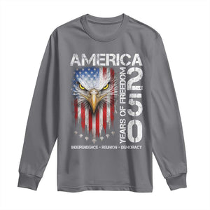 America 250 Years Of Freedom Long Sleeve Shirt USA Anniversary Bald Eagle Patriotic Jets TS11 Charcoal Print Your Wear