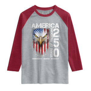 America 250 Years Of Freedom Raglan Shirt USA Anniversary Bald Eagle Patriotic Jets TS11 Heather Gray Heather Red Print Your Wear