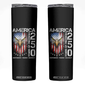 America 250 Years Of Freedom Skinny Tumbler USA Anniversary Bald Eagle Patriotic Jets TS11 Black Print Your Wear