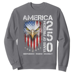 America 250 Years Of Freedom Sweatshirt USA Anniversary Bald Eagle Patriotic Jets TS11 Charcoal Print Your Wear