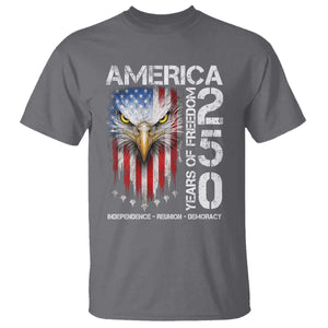 America 250 Years Of Freedom T Shirt USA Anniversary Bald Eagle Patriotic Jets TS11 Charcoal Print Your Wear