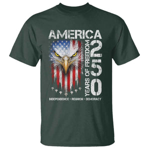 America 250 Years Of Freedom T Shirt USA Anniversary Bald Eagle Patriotic Jets TS11 Dark Forest Green Print Your Wear